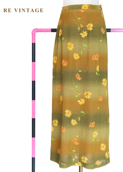 黃橘調色盤漸層雛菊長裙（26-30"）1