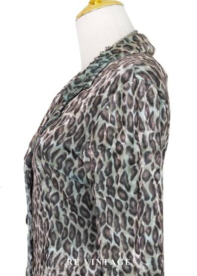 叢林獵手 - 冷調灰綠系豹紋絨布迷你洋裝8