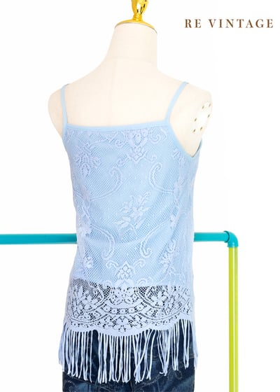 水藍蕾絲流蘇小背心6