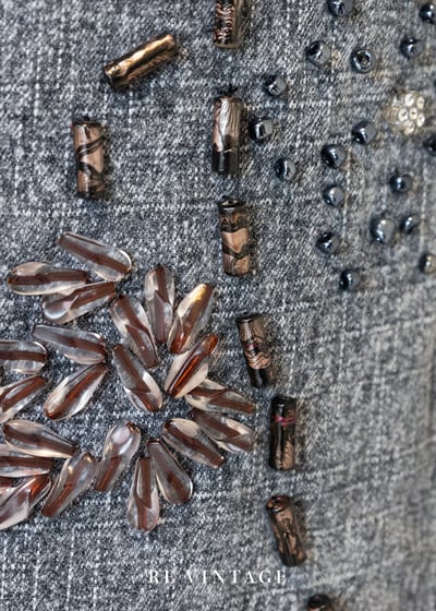 水洗灰調煙燻珠飾綻放牛仔裙（27"）14