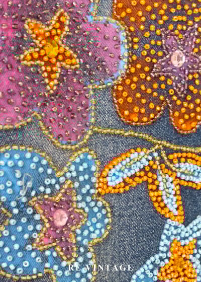 俏皮花朵珠飾牛仔短裙（27"）7