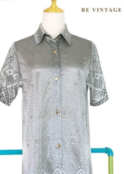 冷灰民族圖騰短袖洋裝3