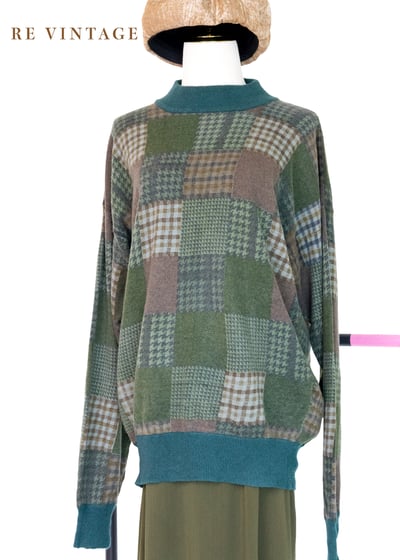 Courtyard 薄款寬鬆千鳥格紋套頭毛衣6