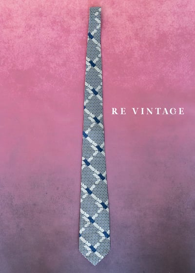 像素交織海藍菱格紋領帶2