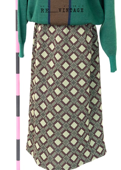針織彈性復古磁磚紋的中長裙1