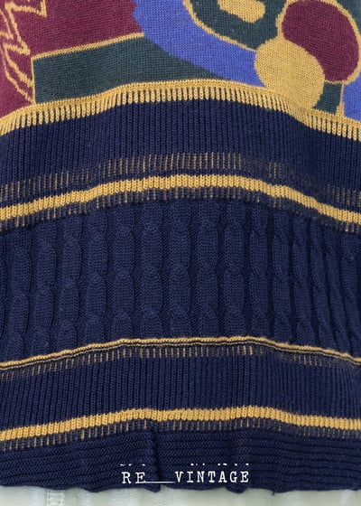 深藍色幾何圖形圖騰毛料針織上衣8