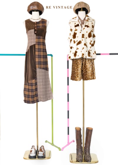 Brown patchwork 毛呢洋裝2