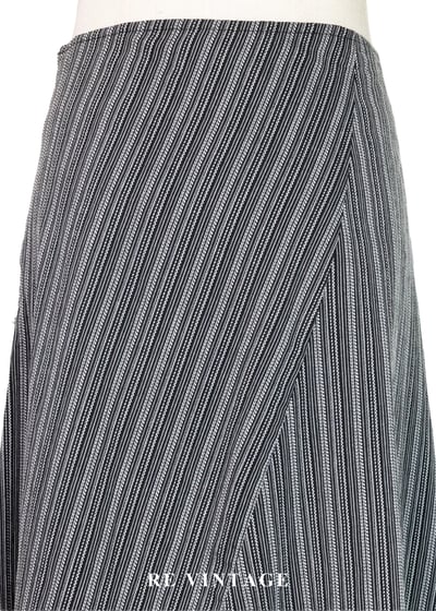 弦樂的平行時空 - 灰黑細縱紋斜裁拼接裙（25"）3