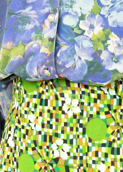 Al Held 藝術感鮮豔草綠圖騰短裙（26"）7