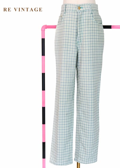 必備單品 - 藍綠色格紋長褲（28"）1