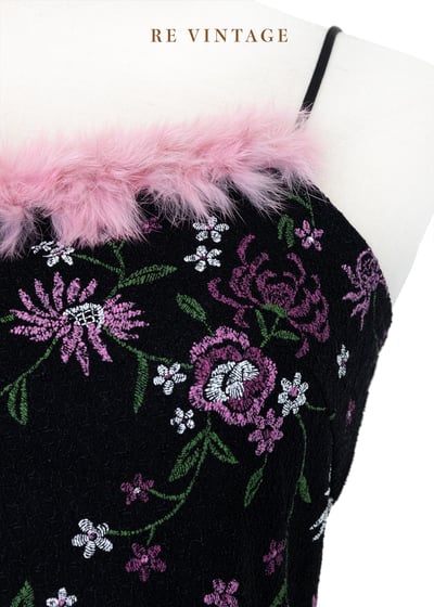 粉邊花鳥華麗少女細肩帶背心5