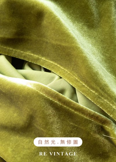 高領胸前簍空黃綠色絨布上衣13