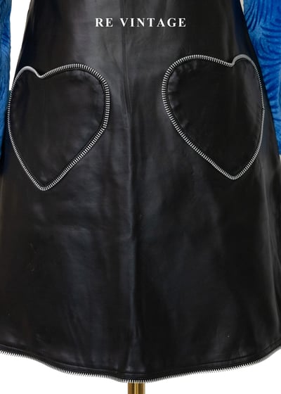 法國製 - 甜甜在心黑皮革愛心吊帶裙4