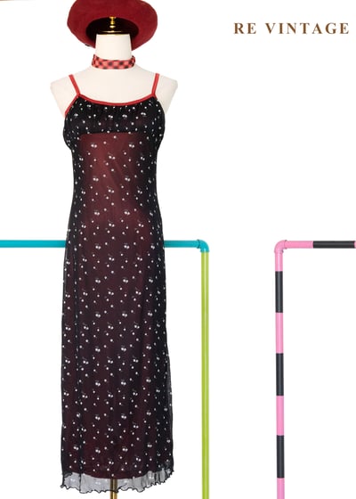 韓國製 - 紅光小花星空細肩帶洋裝1