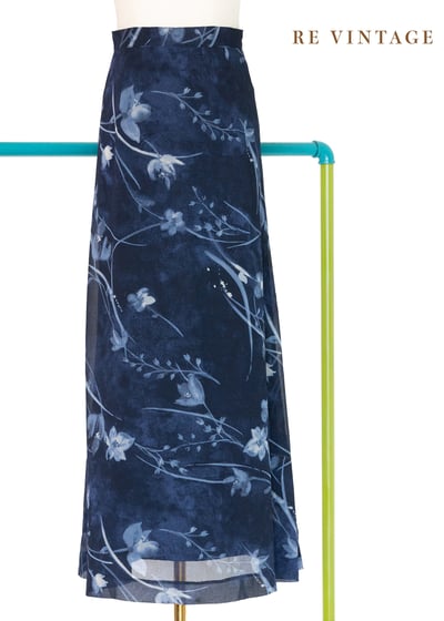 水墨花卉低語深藍長裙（26"）1
