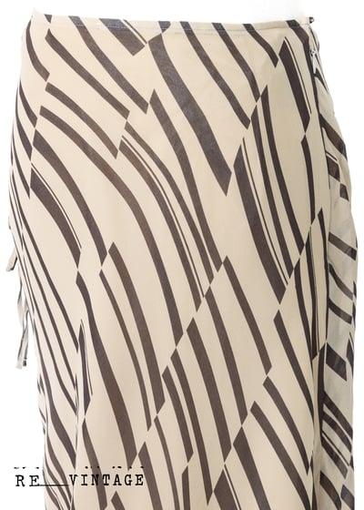 牛奶巧克力色斜紋線條雪紡及膝裙3