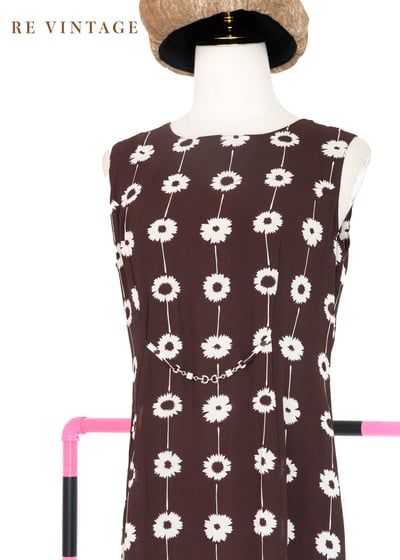 Floral Curtain 牛奶巧克力色雪紡長洋裝10