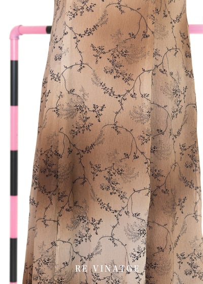 Brown color smudging 小花樹枝細肩帶洋裝11