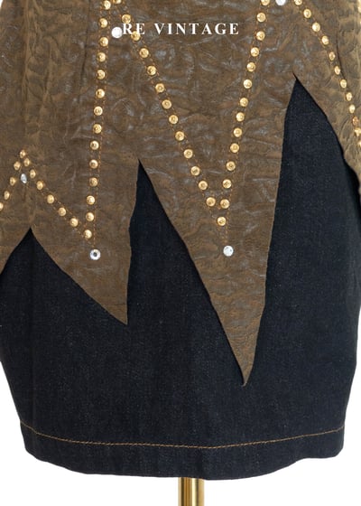 光影古銅雕紋牛仔短裙（26"）4