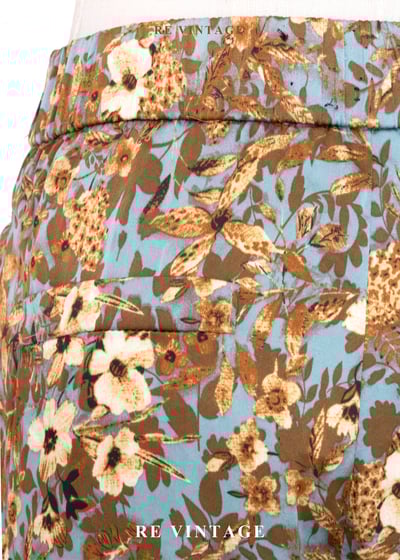 天空藍金棕色華麗花卉長褲(24-27")13