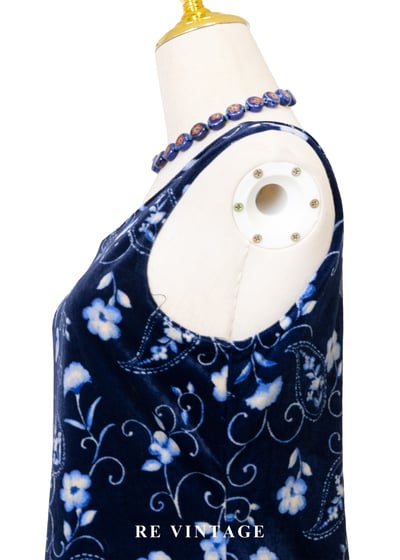 月光身藍花會絨布長洋裝11