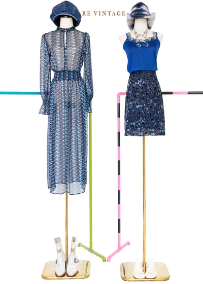 湛藍天鵝絨花蔓影短裙2