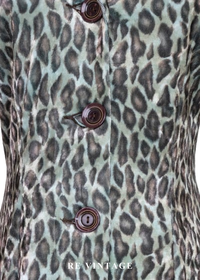 叢林獵手 - 冷調灰綠系豹紋絨布迷你洋裝7