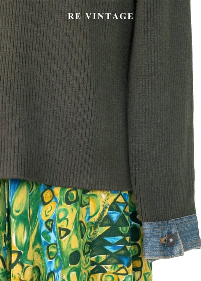 Casual 墨綠拼接單寧外套11