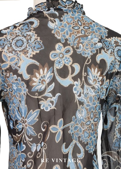 暗夜繁花荷葉邊天膚印花洋裝13