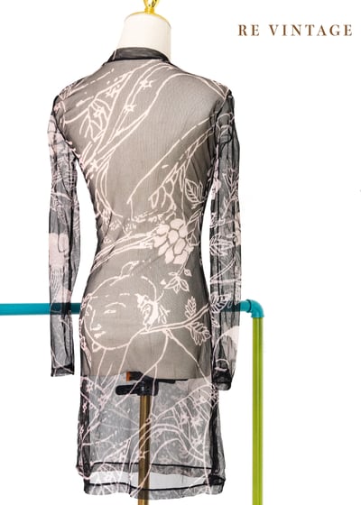 粉紅佳人與花朵黑色透膚洋裝10