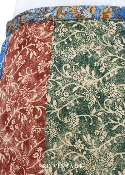 色彩拼圖古典花卉與植物蔓草圖騰花卉長裙（28"）10