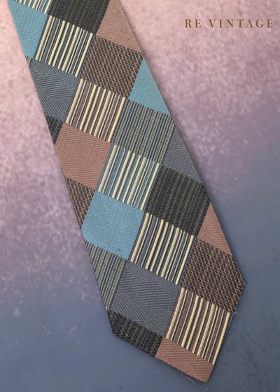 格與線幾何拼接個性領帶2