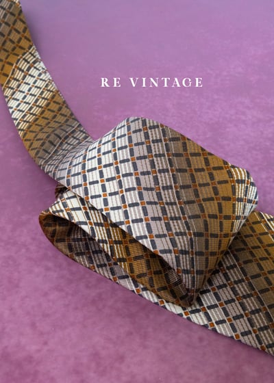 褐霧斜影格紋排列領帶2