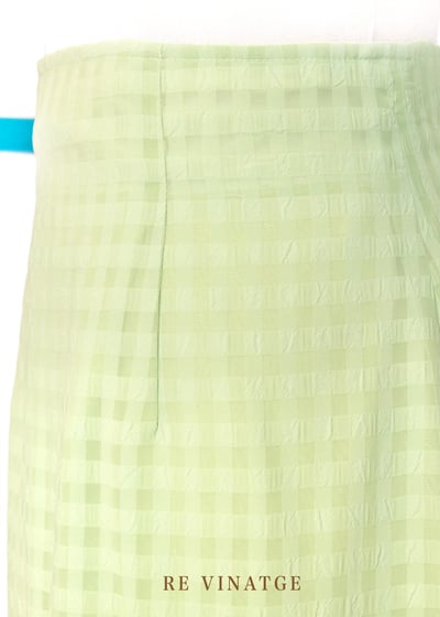 草綠色格紋高腰長裙5