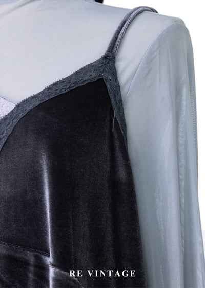 夜色灰光疊影絨布長洋裝5