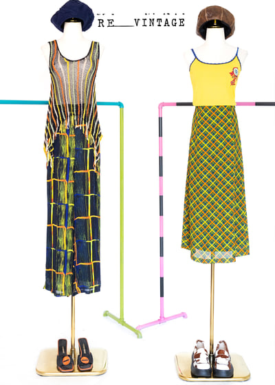 鮮黃色小紅花撞色針織背心2