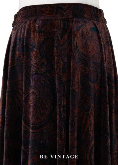 深紅光澤神秘變形蟲絨布長裙（25-26"）4