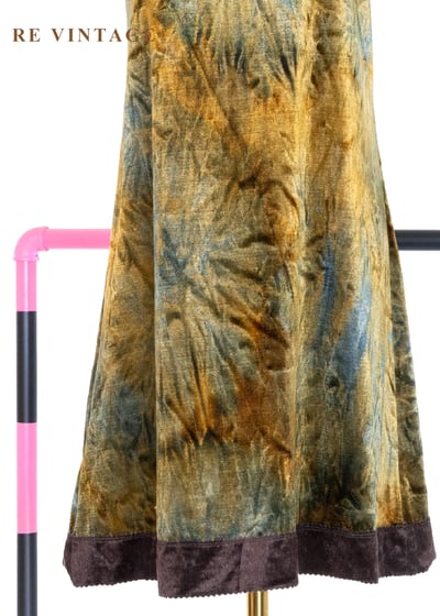 溫暖迷幻金黃綠絨布細肩帶洋裝4