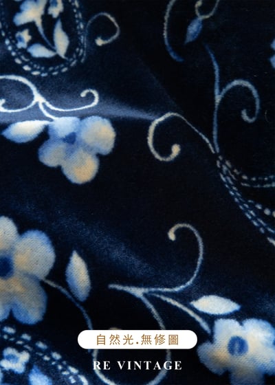 月光身藍花會絨布長洋裝16