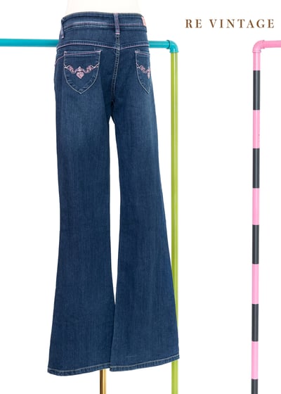 粉紅甜心低腰牛仔喇叭褲7