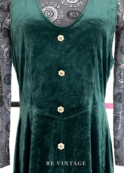 Peacock Green 小花釦絨布長洋裝4