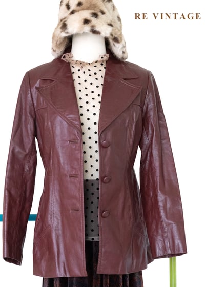 紅酒微醺之夜 - 復古腰身皮革外套1