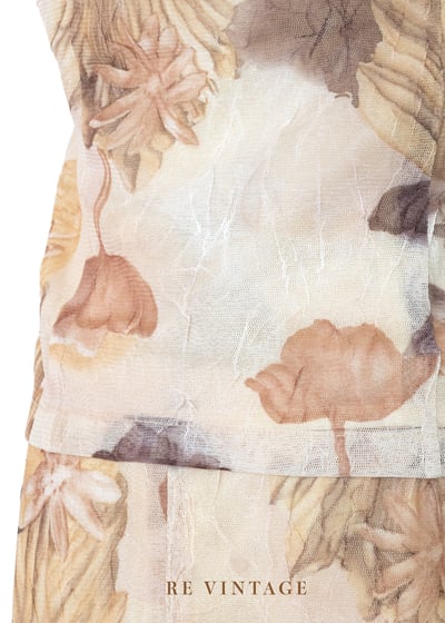 套裝背心 - 奶茶色乾燥花網紗垂墜領背心5