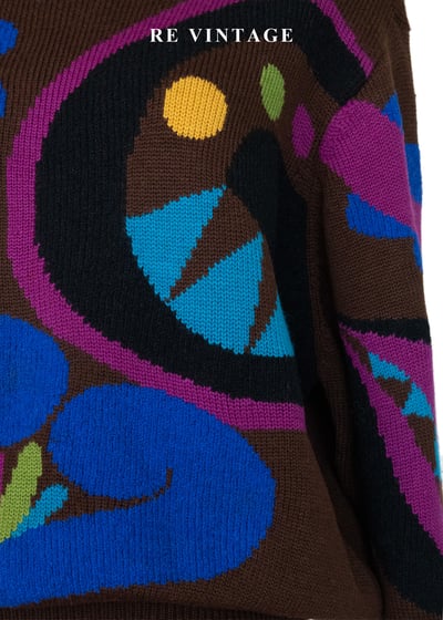 摩登普普抽象圖騰牛奶棕針織毛衣6