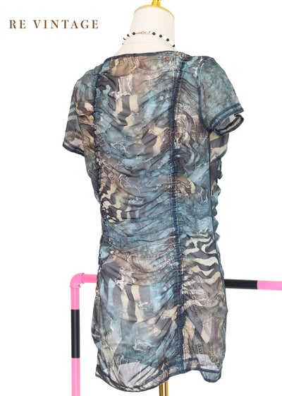 牛仔斑馬紋迷霧網紗迷你洋裝/長版上衣9