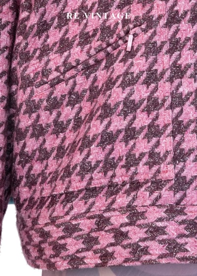 叛逆甜心 - 粉紅千鳥格毛呢拉鍊外套8