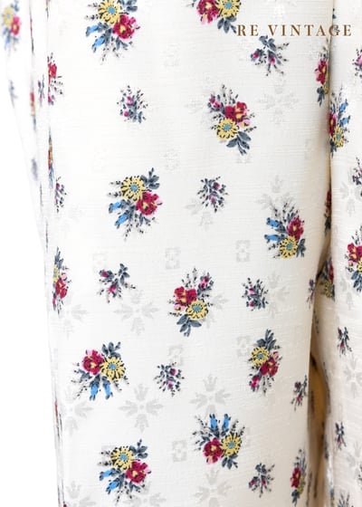 光澤香草奶白色小花高腰九分褲（27-29"）6