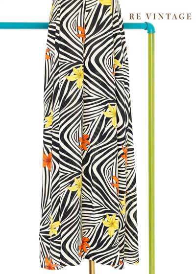 粉黃斑馬花朵洋流長洋裝4