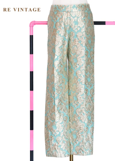 凡爾賽的迴廊金屬光澤圖騰長褲（28"）1