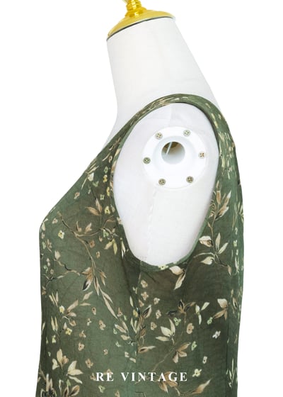 暮色森林復古苔蘚綠無袖長洋裝9